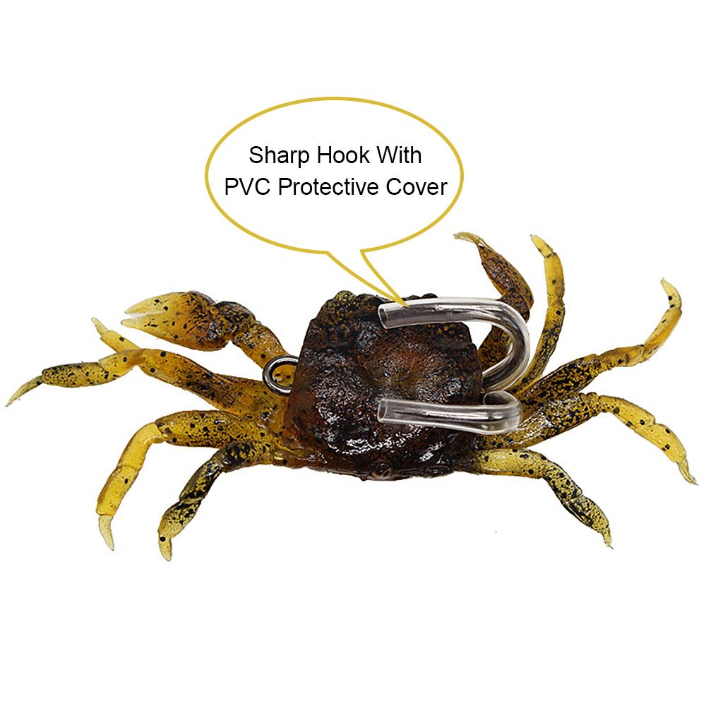 3 PCS 10cm 30g Soft Fishing Lures Crab Artificial Bait Soft Fish Bait with Sharp Hook