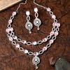 Rhodium-Plated American Diamond Studded Abstract Necklace With Earrings Jewellery Set For Girls and Women