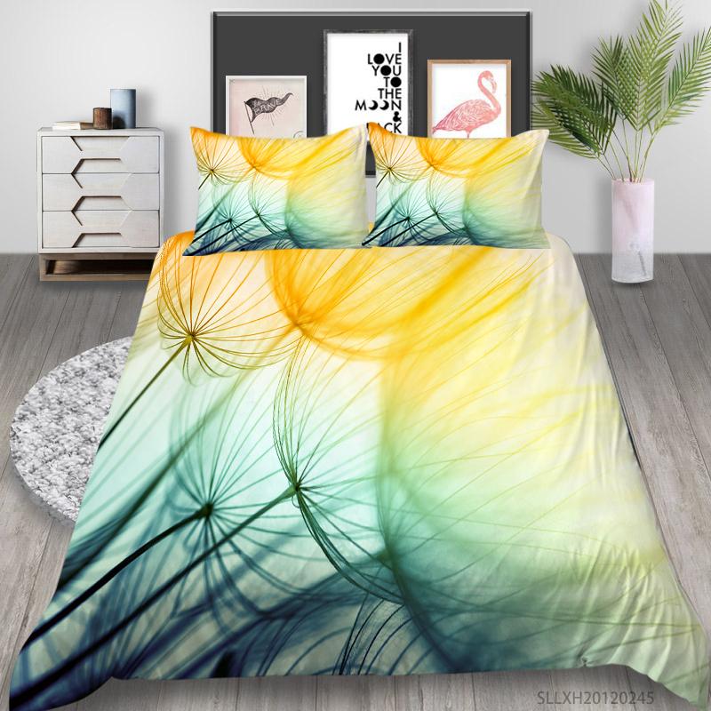 Постельное белье с 3D принтом одуванчика, односпальная двуспальная кровать, полноразмерная наволочка с растительным узором и пододеяльник 2 или 3, удобное украшение для дома