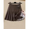 Autumn and Winter New High Waist Thin Pleated Skirt  College Style a Word Half