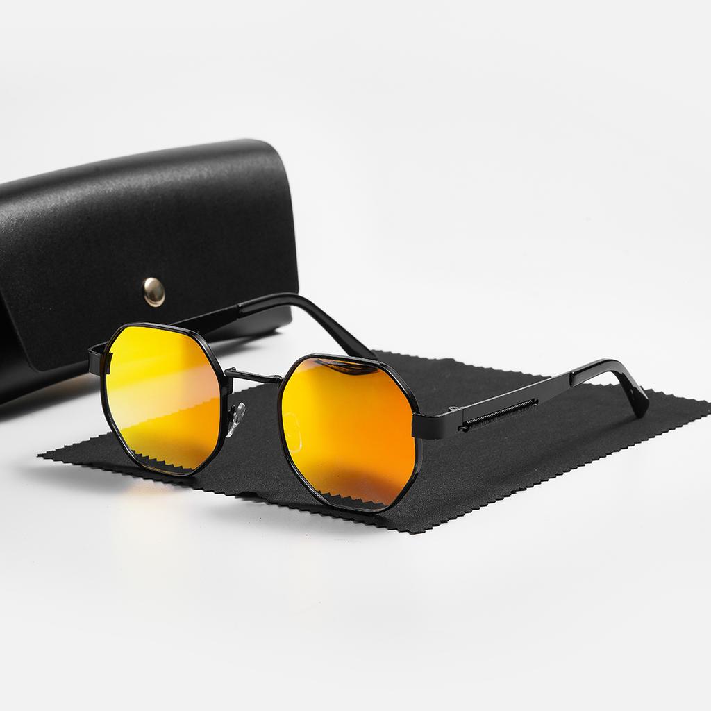 Ruiao новая модная личность квадратные стимпанк металлические солнцезащитные очки ретро киберпанк солнцезащитные очки красное покрытие с чехлом