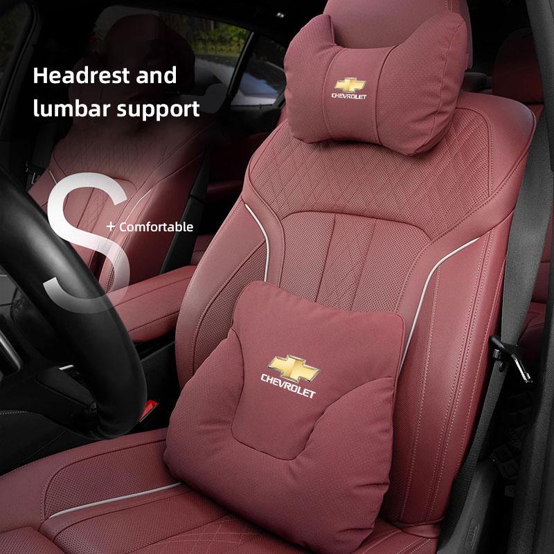 Suede Car Seat Headrest Waist Cushioning Soft Neck Pillow For Chevrolet Cruze Sonic Silverado Camaro Suburban Trailblazer Aveo