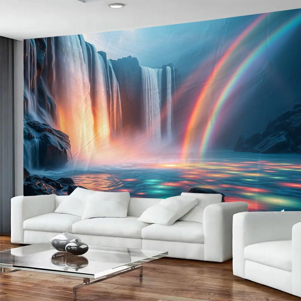 Rainbow Waterfall Tapestry Wall Hanging Cloth Beautiful Natural Landscape Bedroom Living Room Wall Decoration Background Poster