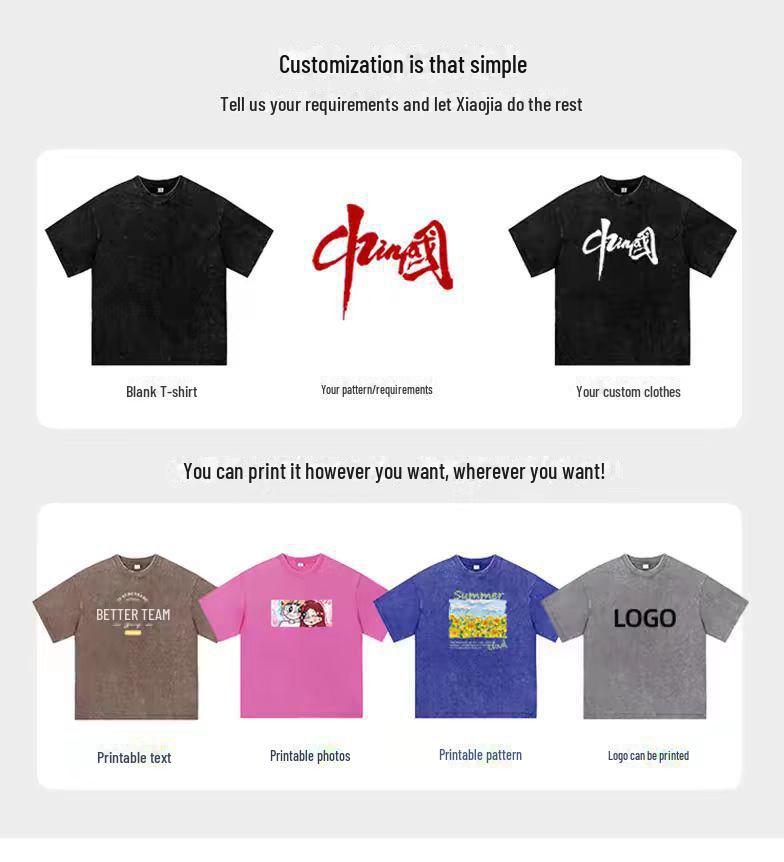 Футболка унисекс из плотного хлопка плотностью 300 г: Короткие рукава, двойная пряжа, круглый вырез, спущенное плечо, повседневная рабочая одежда, возможность нанесения индивидуального логотипа