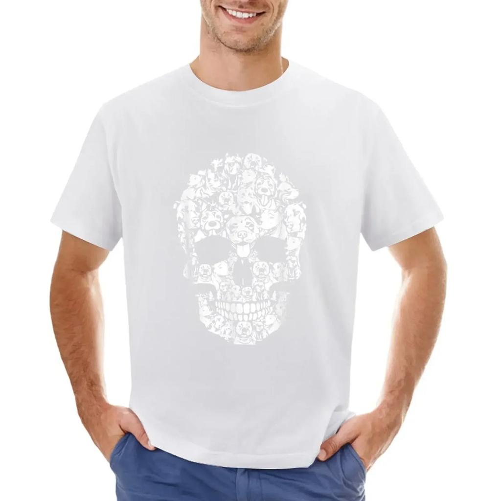 Pitbull Dog Halloween Skull Funny Horror Costumes T-shirt boys whites quick-drying mens t shirt