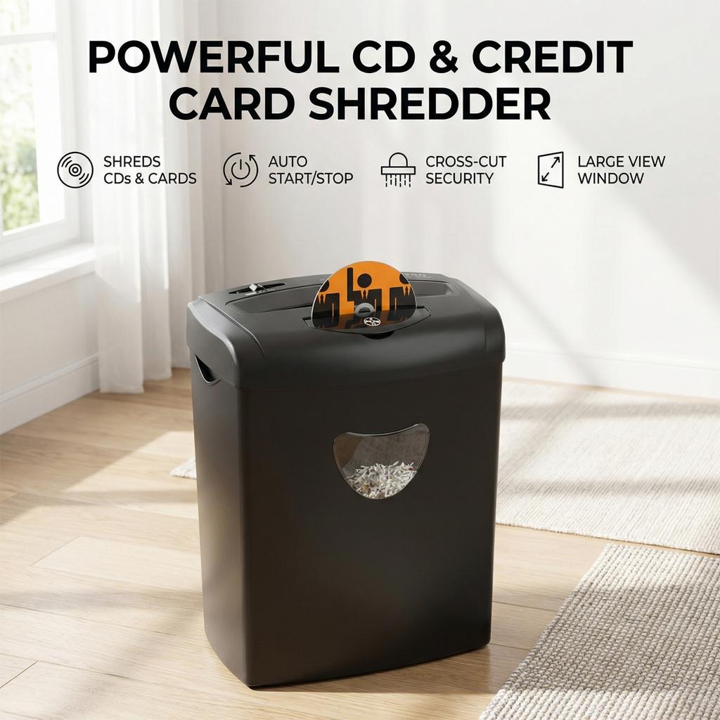 Paper Shredder for Home Office, 10-Sheet Cross Cut, P-4 High Security, 5.5 Gallon Bin, Anti-Jam, Quiet, Shreds Credit Cards/Staples/Clips