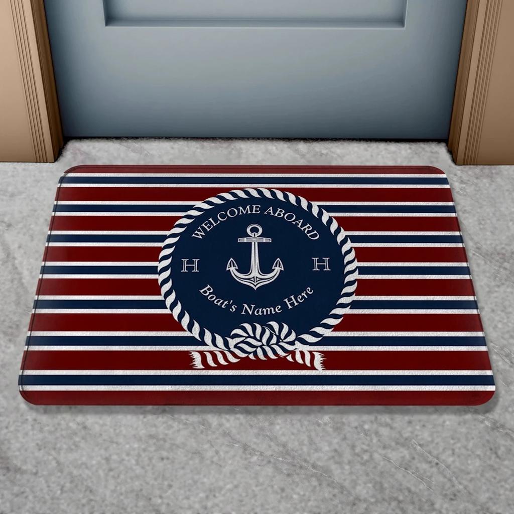Boat Anti Slip Door Mat Nautical Anchor Compass Ship Wheel Home Decor Floor Mat Indoor Outdoor Bath Rug