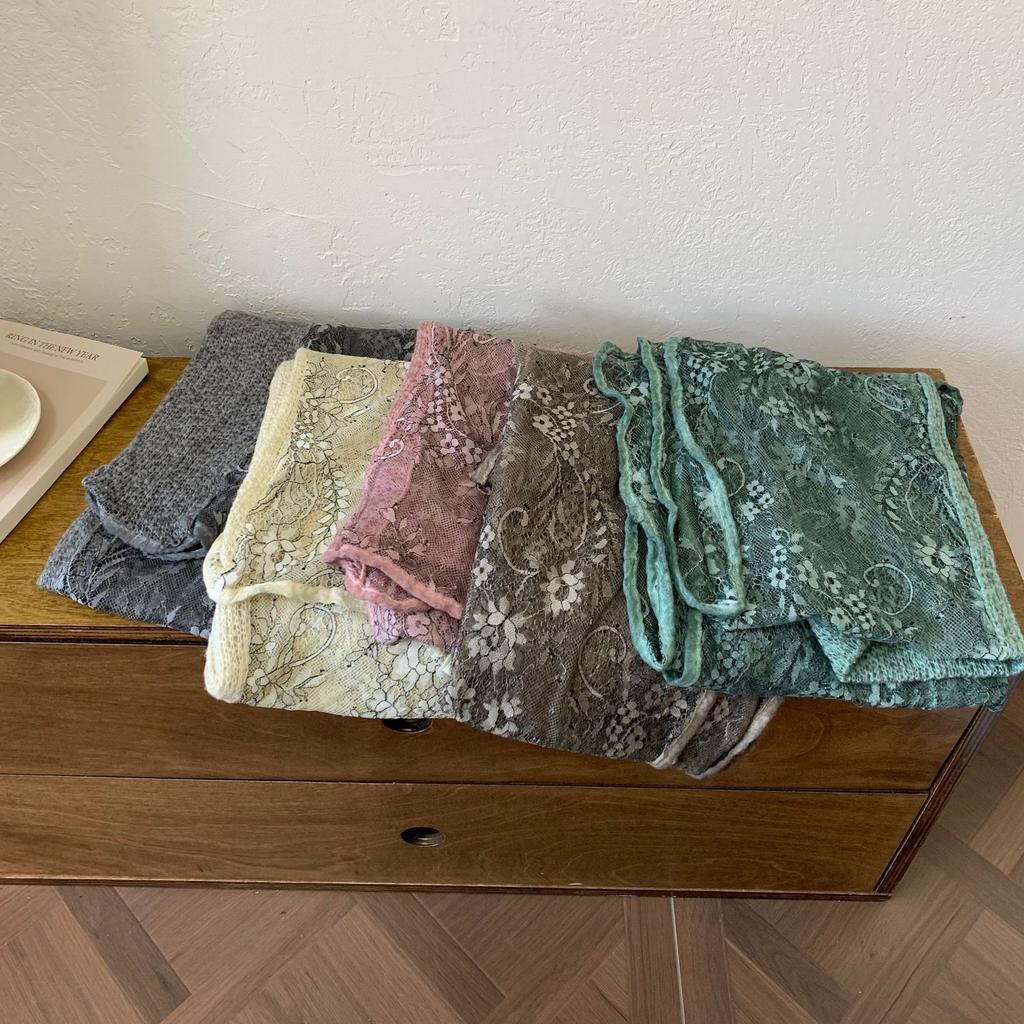Gentle Intellectual Splicing Lace Flower Shawl with Women's New Air-conditioned Room Spring and Autumn Thin Scarf