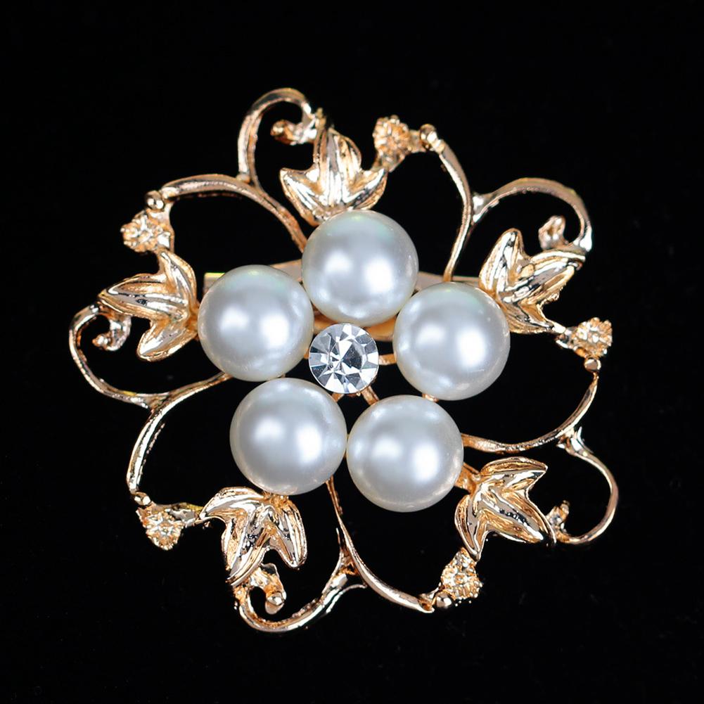 Fashion Alloy Crystal Pearl Bead Inlay Brooch
