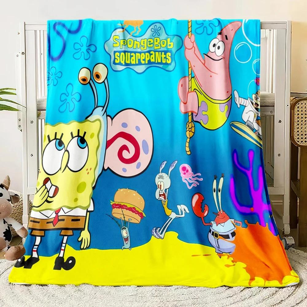 Cartoon Sponge Flannel Warm Blanket King Size Throw Travel Blanket for adult Children Gift Home Decor Throw for Bed and Sofa