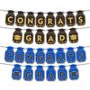 Congrats Grad Graduation Honeycomb Ornament Black Gold Blue GRAD Theme Decor  Classmates