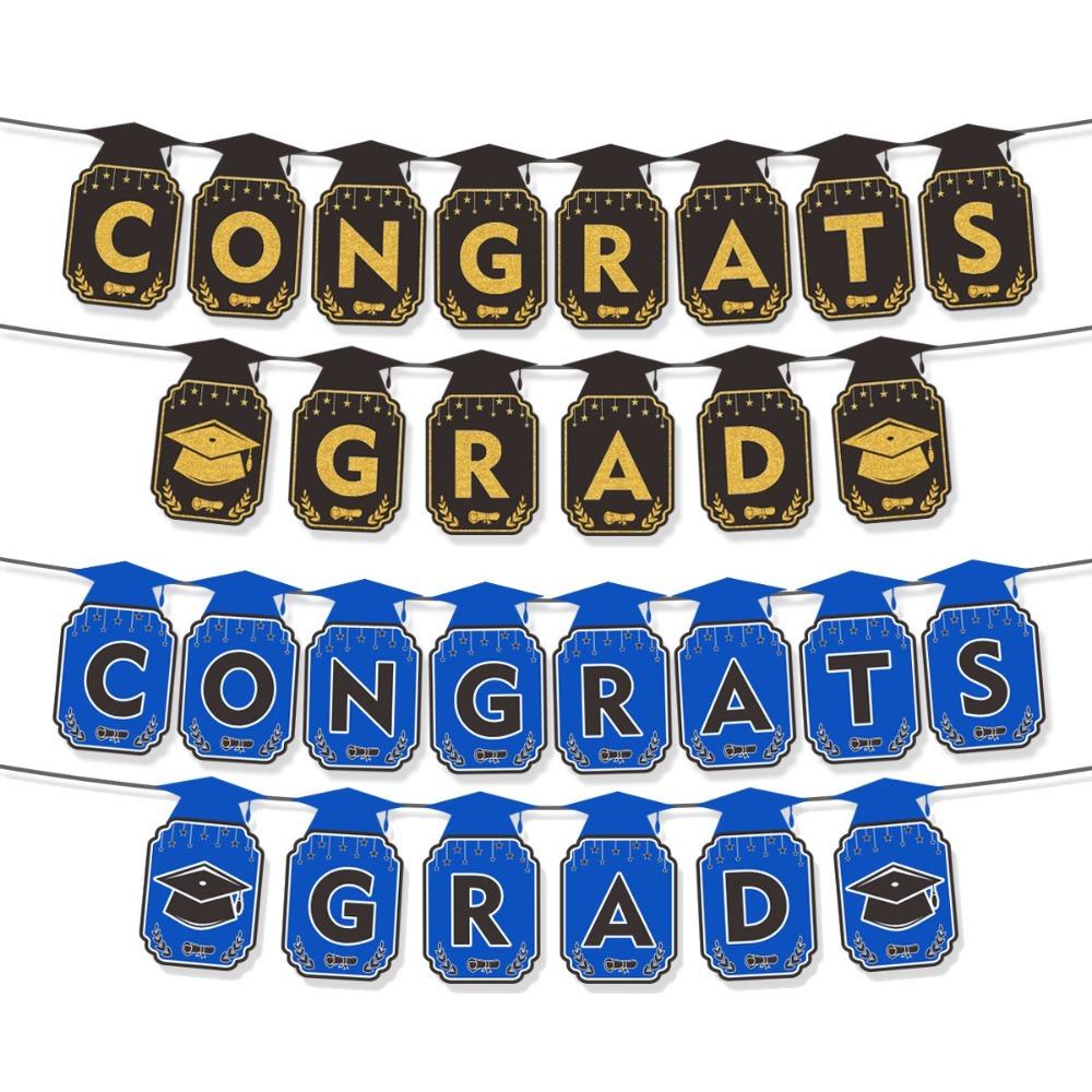 Congrats Grad Graduation Honeycomb Ornament Black Gold Blue GRAD Theme Decor  Classmates