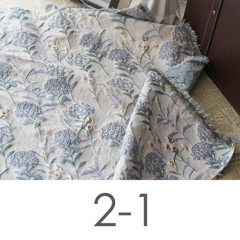 Синий одуванчик золотой шелковый жаккард ткань тиснение масляная живопись текстура пузырчатая ткань элегантный 3D жаккардовый цветочный ткань шитье