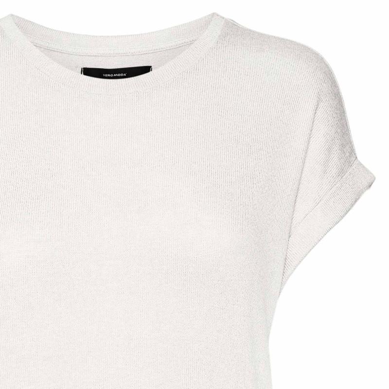 Женская однотонная футболка с круглым вырезом и короткими рукавами VERO MODA