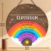 1pc Rainbow Welcome Sign for Classroom - Personalizable Teacher Door Decoration, Wooden Round with Hanging Option, Ideal for Back To School