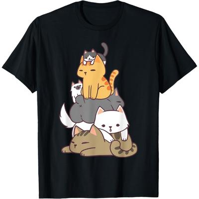 Фигурный Смешной Куча Кошек Милая Кошка Футболка для Любителей Кошек Графическая Футболка для Мужчин Женщин