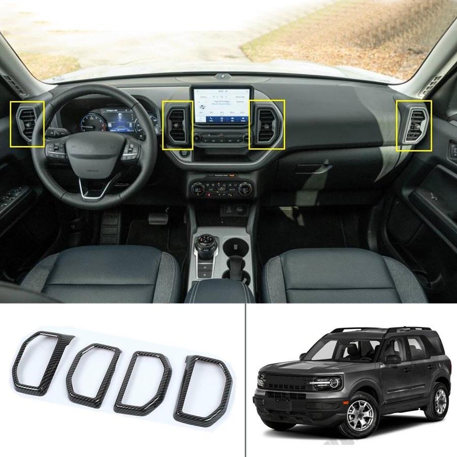 For Ford Bronco Sport 2021 2022 Carbon Interior Air Vent Cover AC Outlet Trim 4P