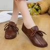 New Round Toe Loafers Women's Lace Up Solid Shoes Woman Pu Leather Flats Female Casual Spring Non-slip Flat Shoes Ladies Zapatos