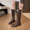 Washed Horseskin~ Retro Thick-soled Knight Boots for Women, But Knee-thin Thick Heel Tall Boots, Belt Buckle