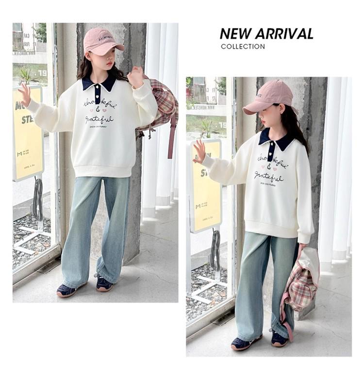 Универсальный стильный свитшот с воротником поло для девочек - Осенняя и весенняя мода