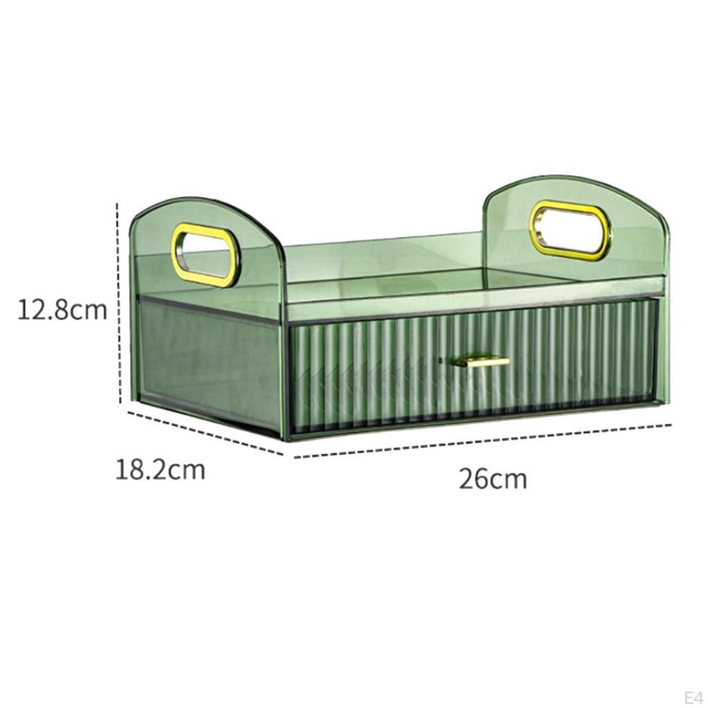 Makeup Storage Box Countertop Organizer Display with Handle Decorative Jewelry Container for