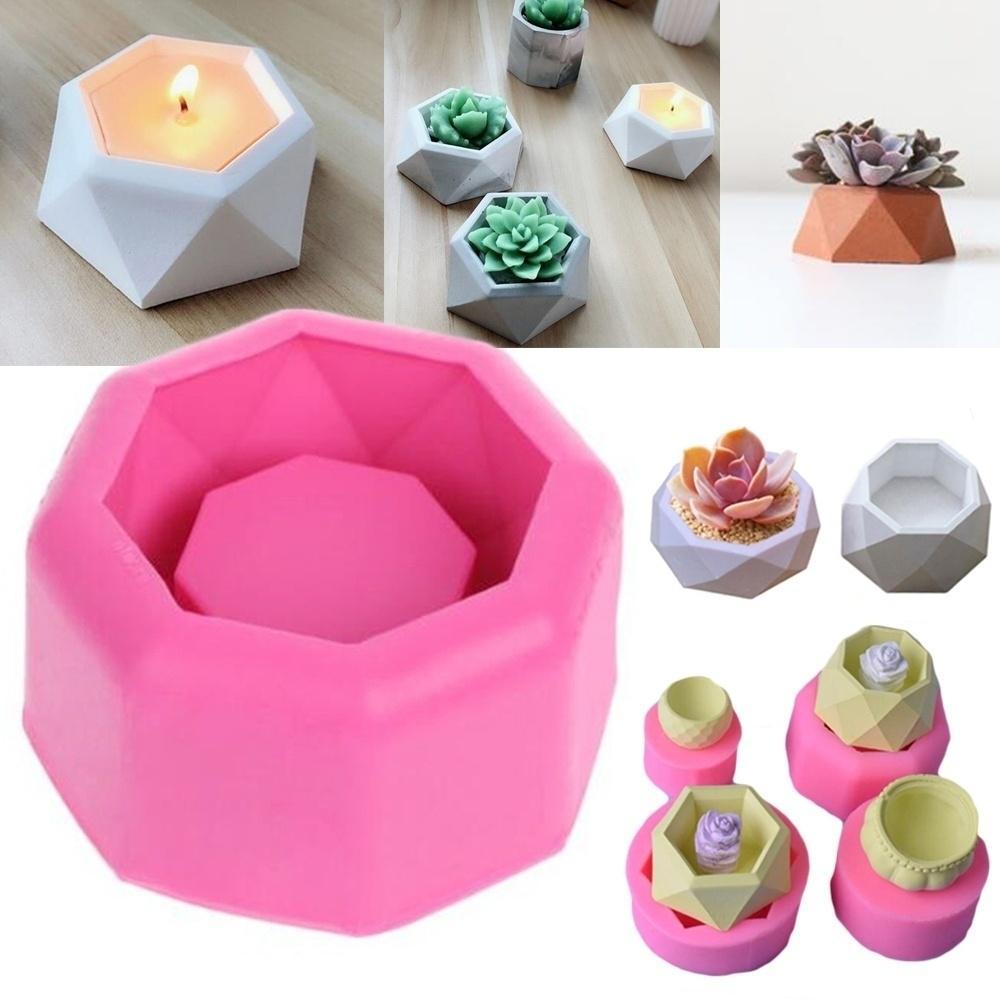 3D Handmade Creative Succulent Plant Flower Pot Silicone Mold Gypsum Cement Mini Flower Bonsai DIY Ashtray Candle Holds Molds