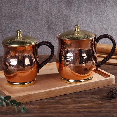 Винтажная Медная Кружка для Кофе Ручной работы Moscow Mule Портативная 500 мл С крышкой Кружка для Чая Термоизоляция Посуда Кружка для Горячей Воды Кухня