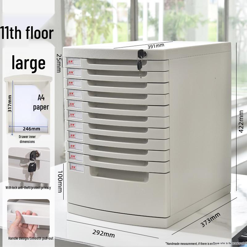 Lockable Multi-Layer A4 File Cabinet Drawer - Plastic Office Storage Box