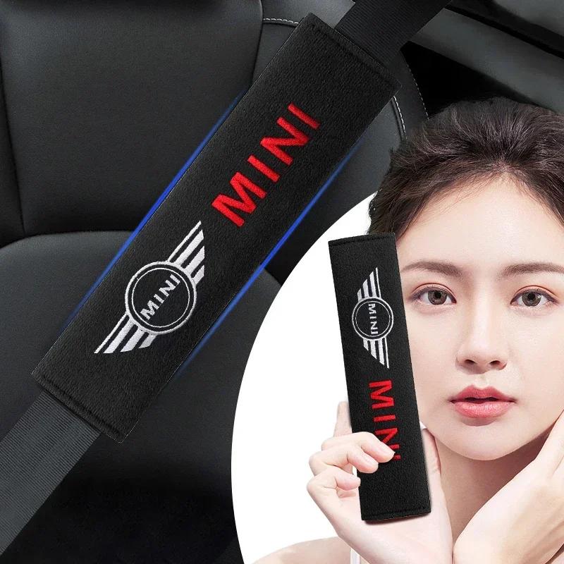 For Bmw Mini 1/2pcs Car Safety Seat Belt Cover Shoulder Protector Pads For Mini Cooper One S JCW F55 F56 F57 F60 R50 R53 R56 Aut