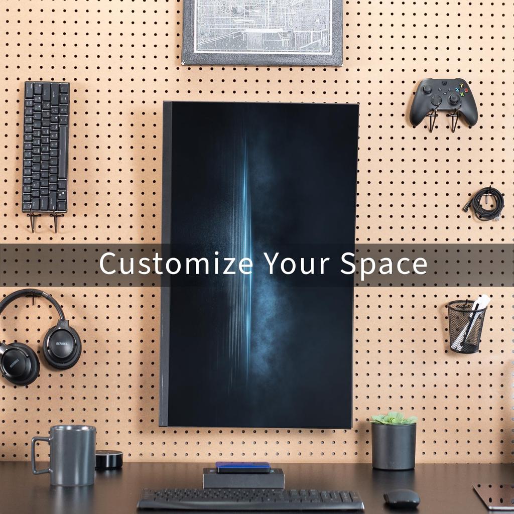 VIVO Шарнирный перфорированный щит Подходит для экранов до и перфорированных щитов до Отверстие Крепление для одного монитора, 32" Толщина 0,25", Шаг 1", Черный, MOUNT-PB1