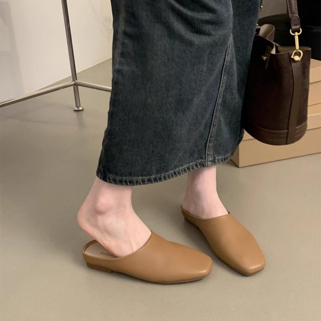 Виноградная мама в том же стиле~ Ретро сумка с круглой головой, полушлепанцы для женщин на плоской подошве, весна-осень 2025, ленивая сумка с головой, шлепанцы Мюли