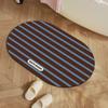 Minimalist Striped Oval Bathroom Mat, Water Absorbent Non Slip Quick Dry Cushioned Shower Rug Home Decor