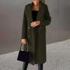 Women Woolen Jacket Turn-down Collar Solid Color Double-breasted Coat Mid Length Thermal Long Sleeved Commuting Dating Spring Fall Winter Overcoat