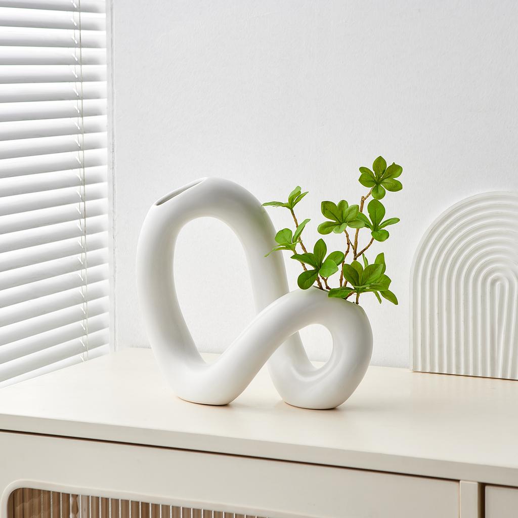 Home Decor Creative Art Vase Abstract Flower Bottle Modern Style Living Room Table Ornament Office Desk Accessories Crafts