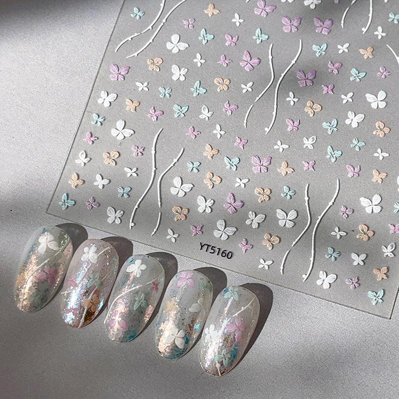 Наклейки для дизайна ногтей в виде бабочек, тисненые наклейки для ногтей, дизайн ногтей, самоклеящиеся материалы для ногтей для женщин, украшение для маникюра