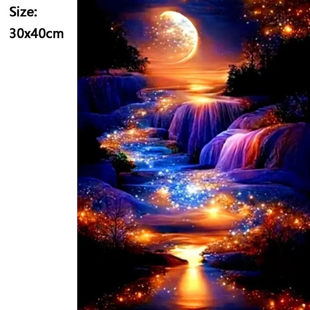 30x40cm Full Round Drill Round Drill Mosaic Fantasy Paintings  Interior Decoration