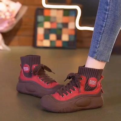 2025 осень кожа британский стиль ретро средний верх повседневная обувь женская уродливые милые большие головы мода дышащие короткие ботинки женская обувь тренд