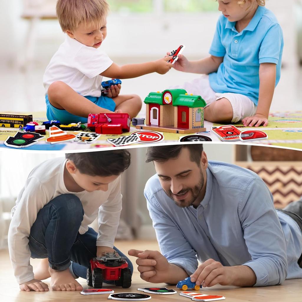 Seajan 36 Pcs Race Car Notepads Party Favors for Kids Fuel Tank Tire Roadblock Flag Traffic Light Helmet Racing Car Trophy Stop for Kids' Birthday