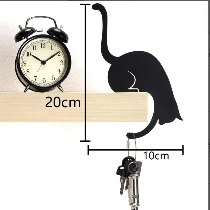 Creative Design Kitchen Wall Metal Hook Key Hanger Cat Tail Monkey Shaped Decor Holder Clothe Storage Rack Seamless Hook Tool