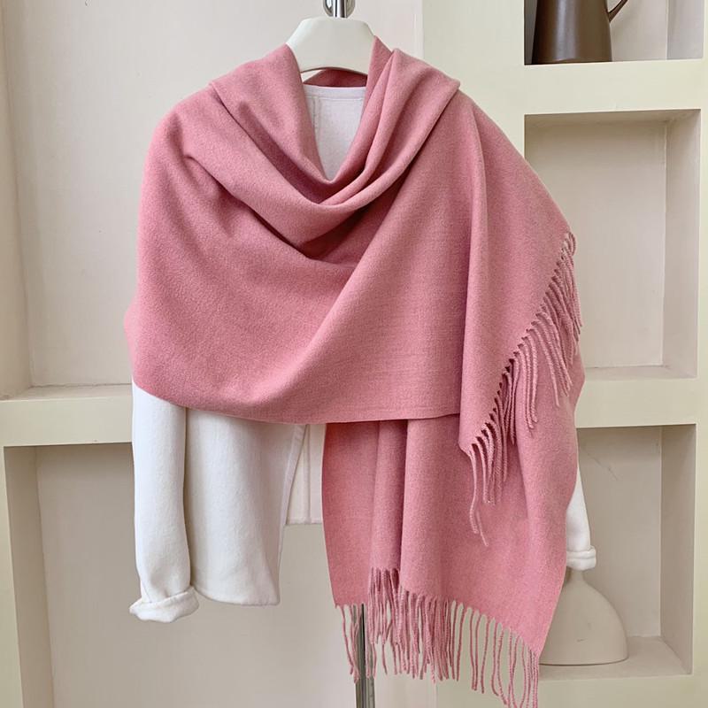 Women's Winter Japanese & Korean Solid Color Shawl - Premium Imitation Cashmere, Custom Logo, Long Autumn/Winter Scarf