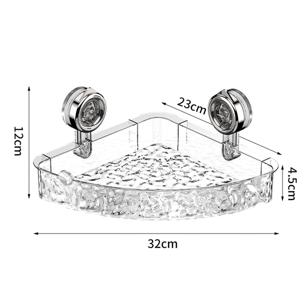 Bathroom Corner Storage Rack Transparent Triangle Thick Punch-free Anti-slip Strong Suction Great Load Bearing Shower Organizer