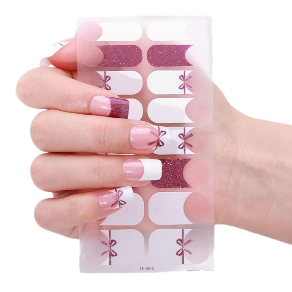 French Tip Gels Nail Strips Glittering Gels Nail Sticker Lovely Nail Polish Strips Gels Nail Wrap Nail Art Sticker