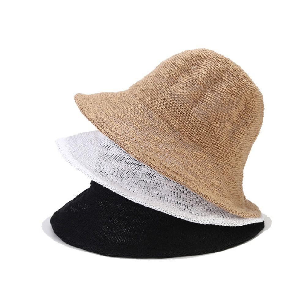 Korean Fisherman Hat Cotton Yarn Basin Cap Ins Knitted Bucket Hat Outdoor