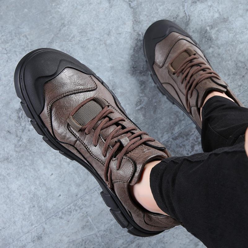 2025 Spring New Men's Shoes Leather Breathable Versatile Trend Sports Casual Leather Shoes Men's Outdoor Hiking Shoes