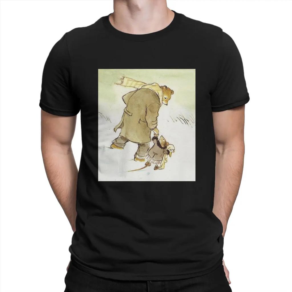 Together Man's TShirt Ernest & Celestine Cartoon O Neck Tops Fabric T Shirt Funny High Quality Birthday Gifts Unisex