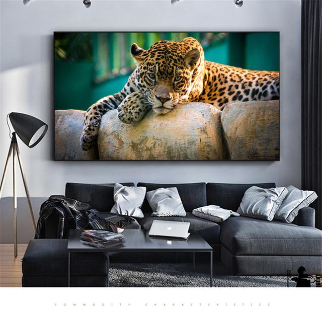 Надежное искусство на холсте, постеры и принты с леопардовым принтом, настенные панели с животными, куадро для гостиной, декор для дома,