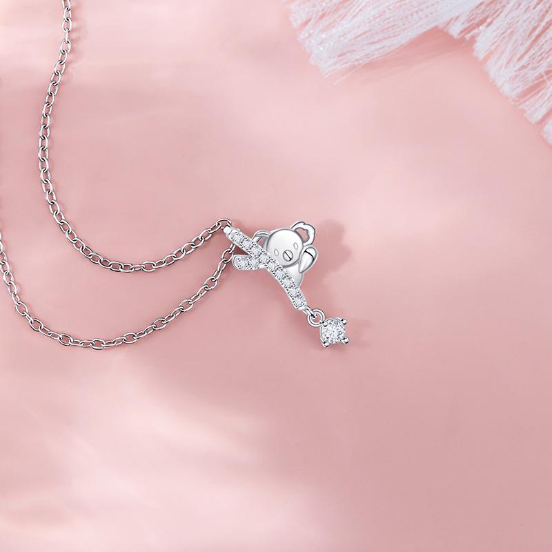 Ожерелье с коалой, женская мода, легкая, роскошная, милая, с коалой, цепочка на ключицу из нержавеющей стали