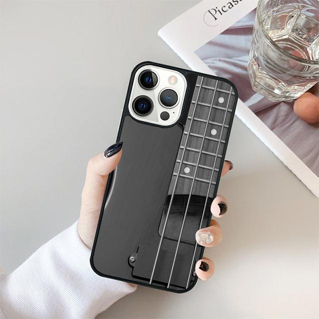Музыкальная гитара Черный Мягкий Чехол для Телефона Для iPhone 17 Air 15 16 14 13 12 Pro Max 11 Pro Max Plus Coque Shell