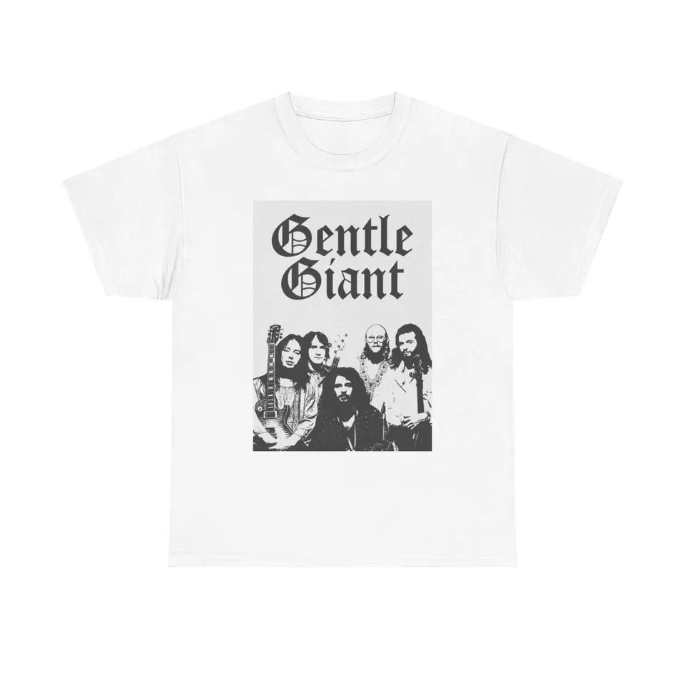 Графическая футболка Gentle Giant Винтажная футболка с изображением рок-группы Унисекс Тяжелый хлопковый футболка Унисекс футболка