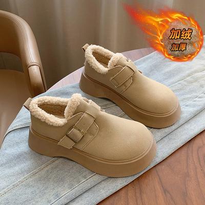 Модные женские зимние замшевые ботинки CRLAYDK, слипоны на платформе для ходьбы, утепленные мехом, теплые и удобные ботильоны для улицы, короткие женские ботинки